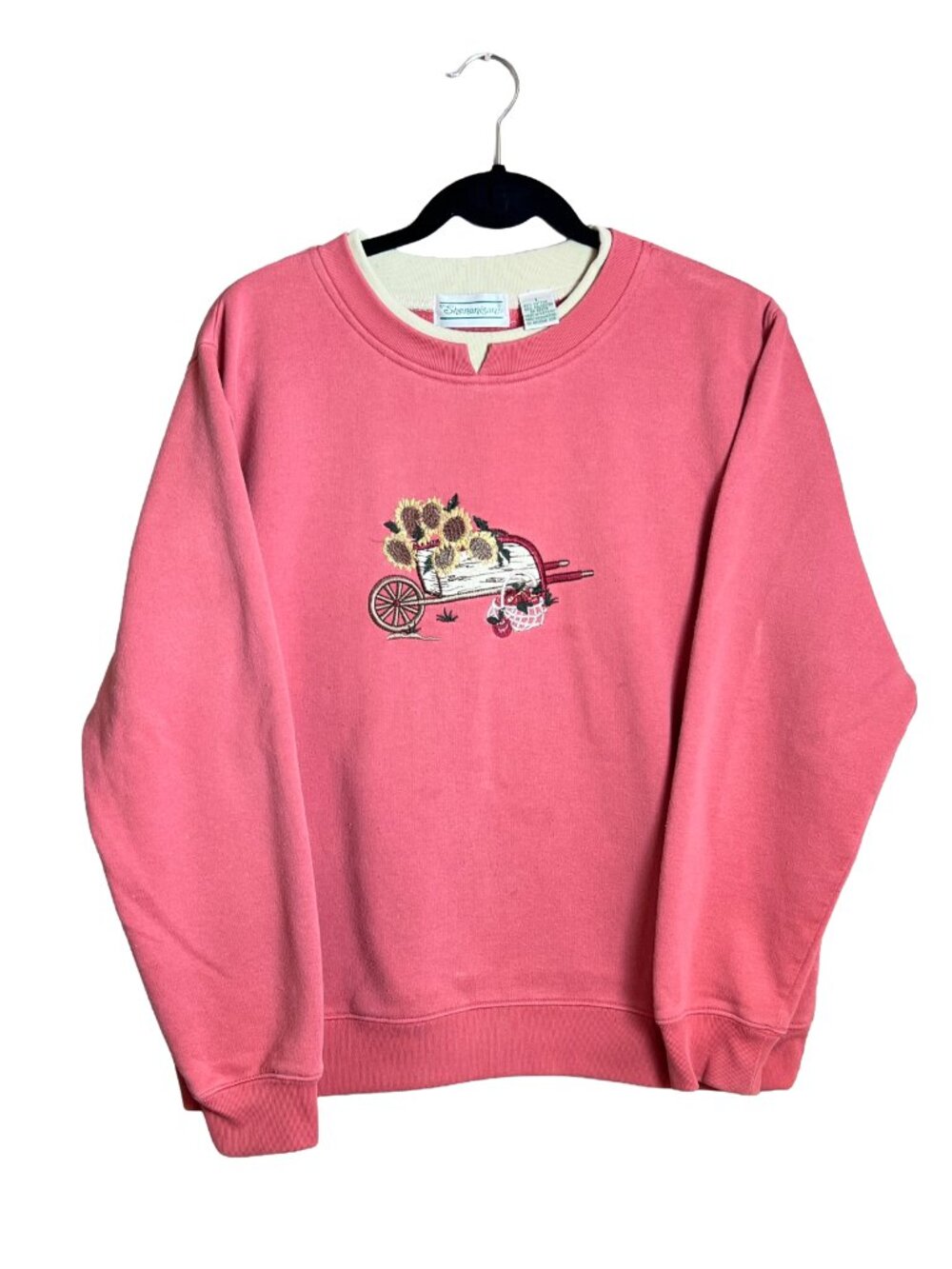 Vintage Shenanigans Embroidered‎ Sweatshirt Pink Floral 90s Grannycore